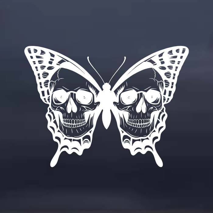 Double Skull Butterfly Gothic Car Decal