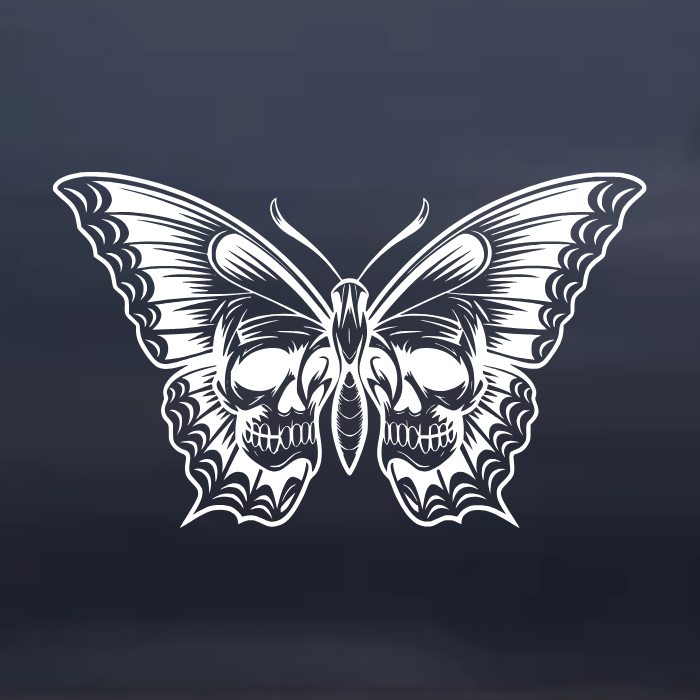 Split Skull Butterfly Gothic Car Decal
