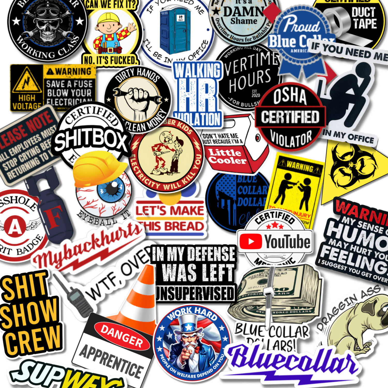 Blue Collar Hard Hat Stickers