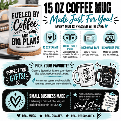 15oz White Ceramic Coffee Mug Info