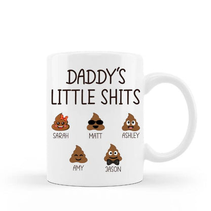 Daddy's Little Shits Poop Emoji Coffee Mug - Custom Mugs