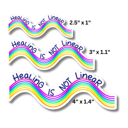 Healing is not linear sticker sizes