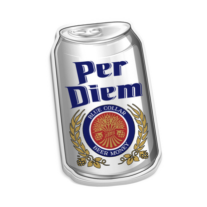 Per Diem Blue Collar Beer Money Sticker - Hard Hat Stickers