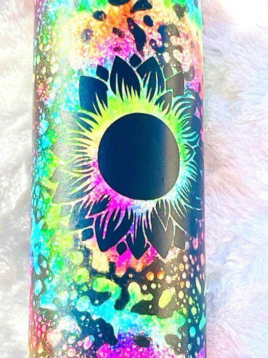 30oz Skinny Neon Tie Dye Powerwash Glitter Tumbler - Ready To Ship Vinyl Chaos Design Co.