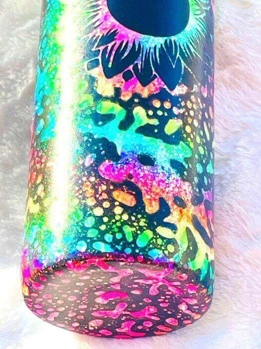 30oz Skinny Neon Tie Dye Powerwash Glitter Tumbler - Ready To Ship Vinyl Chaos Design Co.