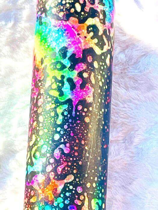 30oz Skinny Neon Tie Dye Powerwash Glitter Tumbler - Ready To Ship Vinyl Chaos Design Co.