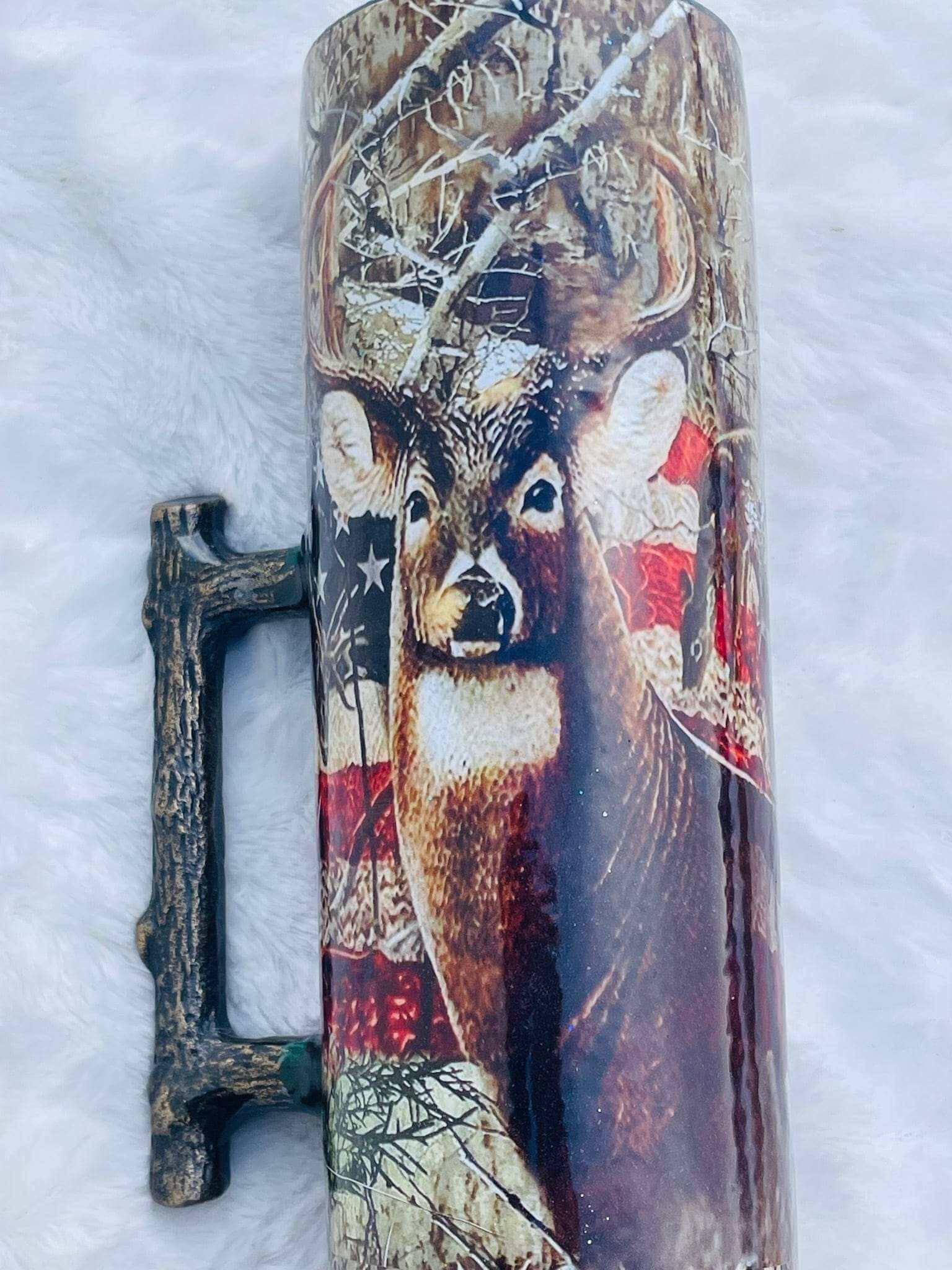 35oz Skinny Deer Hunting Tumbler with Custom Handle - Ready To Ship Vinyl Chaos Design Co.