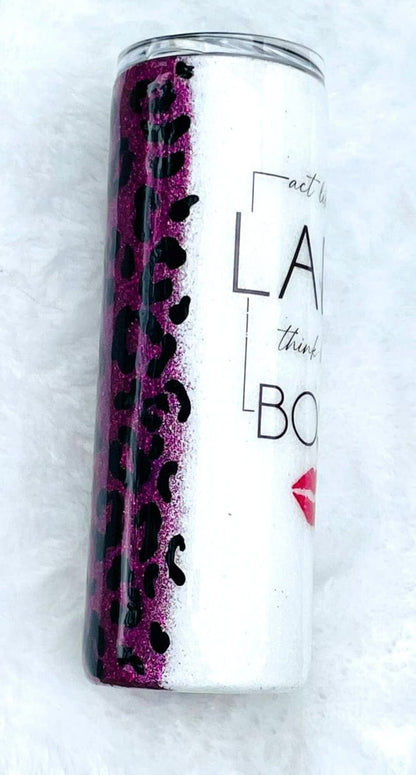 Act Like A Lady Think Like A Boss Glitter Tumbler | Personalized Tumblers Vinyl Chaos Design Co.