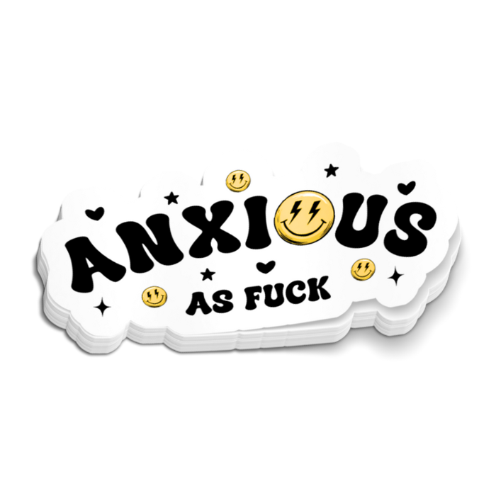 Anxious AF Sticker – Funny Mental Health Humor – Vinyl Chaos Design Co.