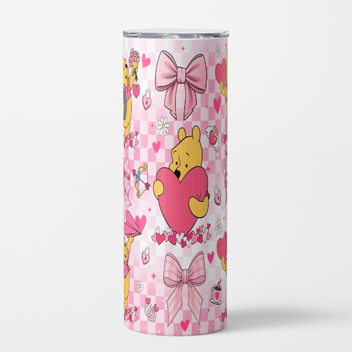 Bear Valentine’s Day Printed 20oz Skinny Tumbler – Cute Valentine Gift