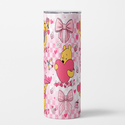 Bear Valentine’s Day Printed 20oz Skinny Tumbler – Cute Valentine Gift