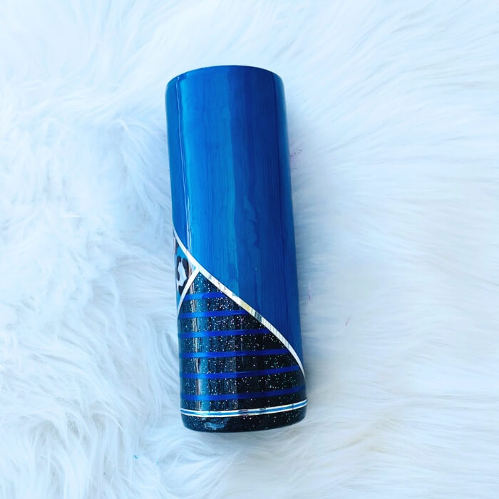 Blue Leopard Glitter Tumbler | Personalized Tumblers Vinyl Chaos Design Co.