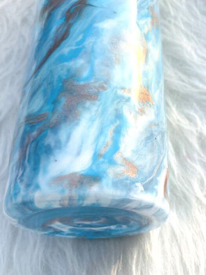 Blue and Copper Milky Way Glitter Tumbler | Personalized Tumblers Vinyl Chaos Design Co.