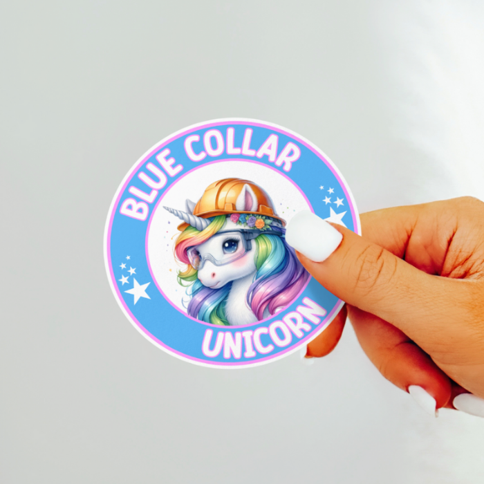 Blue Collar Unicorn Hard Hat Sticker