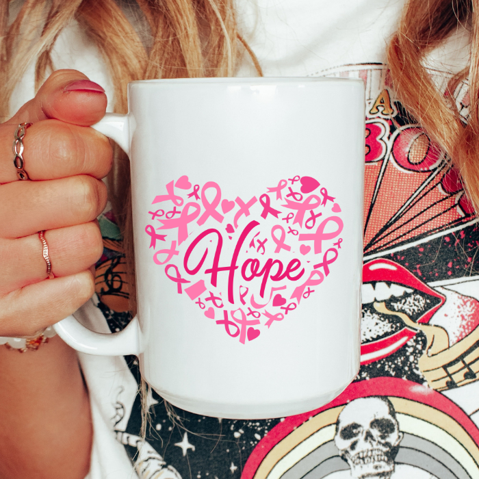 Breast cancer ribbon mug