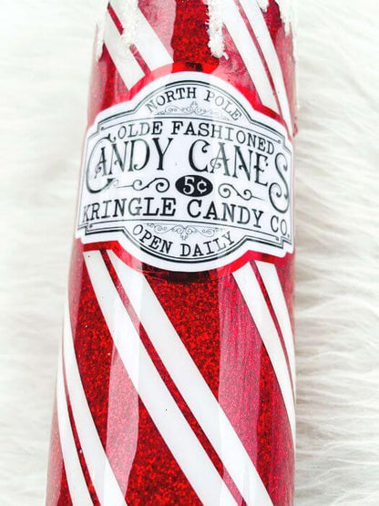 Candy Cane Swirl Glitter Tumbler | Personalized Tumblers Vinyl Chaos Design Co.