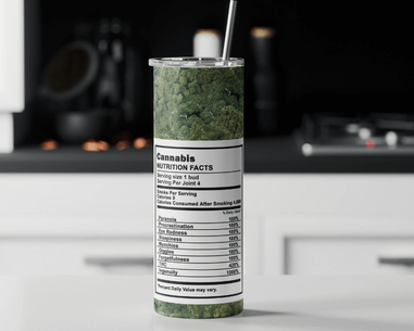 Cannabis Inspire Nutrition Label Sublimation Tumbler | Custom Tumbler Vinyl Chaos Design Co.