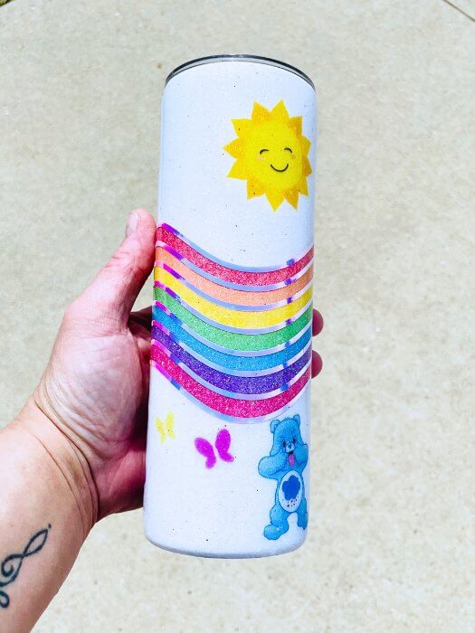 RTS Don’t care bear glitter retailer tumbler | funny glitter tumbler