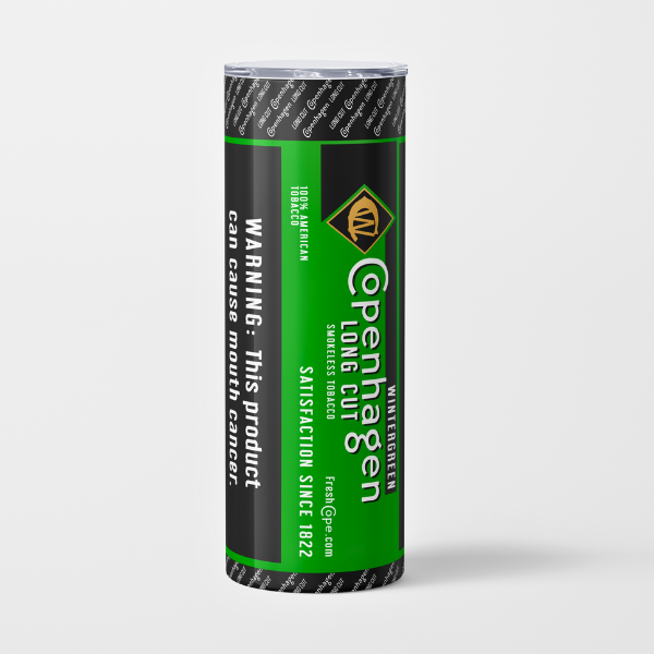 Copenhagen Wintergreen smokeless tobacco canister on a white background