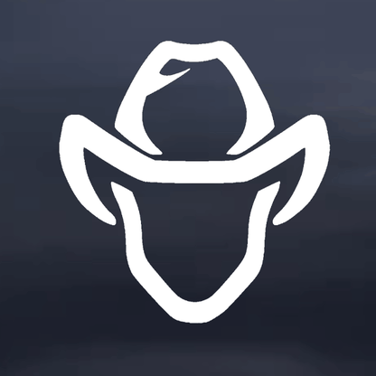 White outline of a cowboy hat on a black background