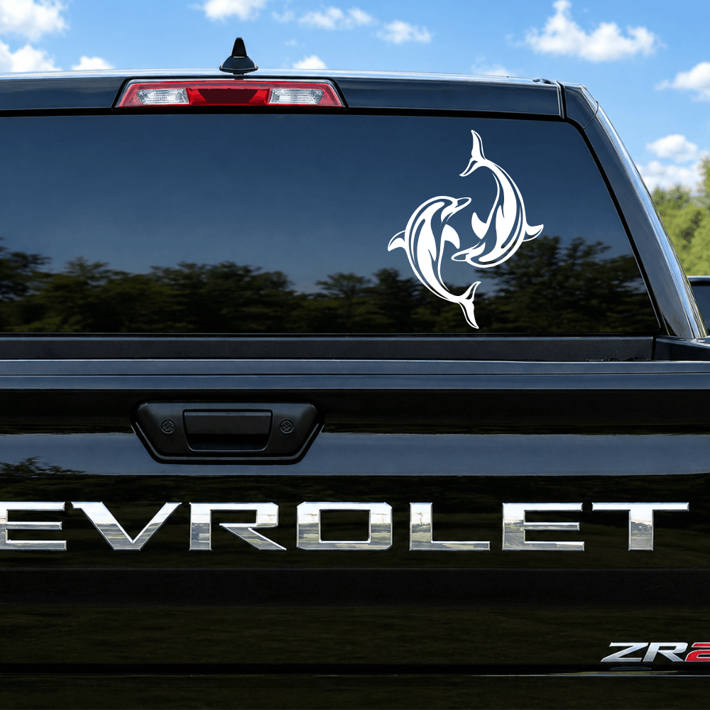 Double Dolphin Car Decal