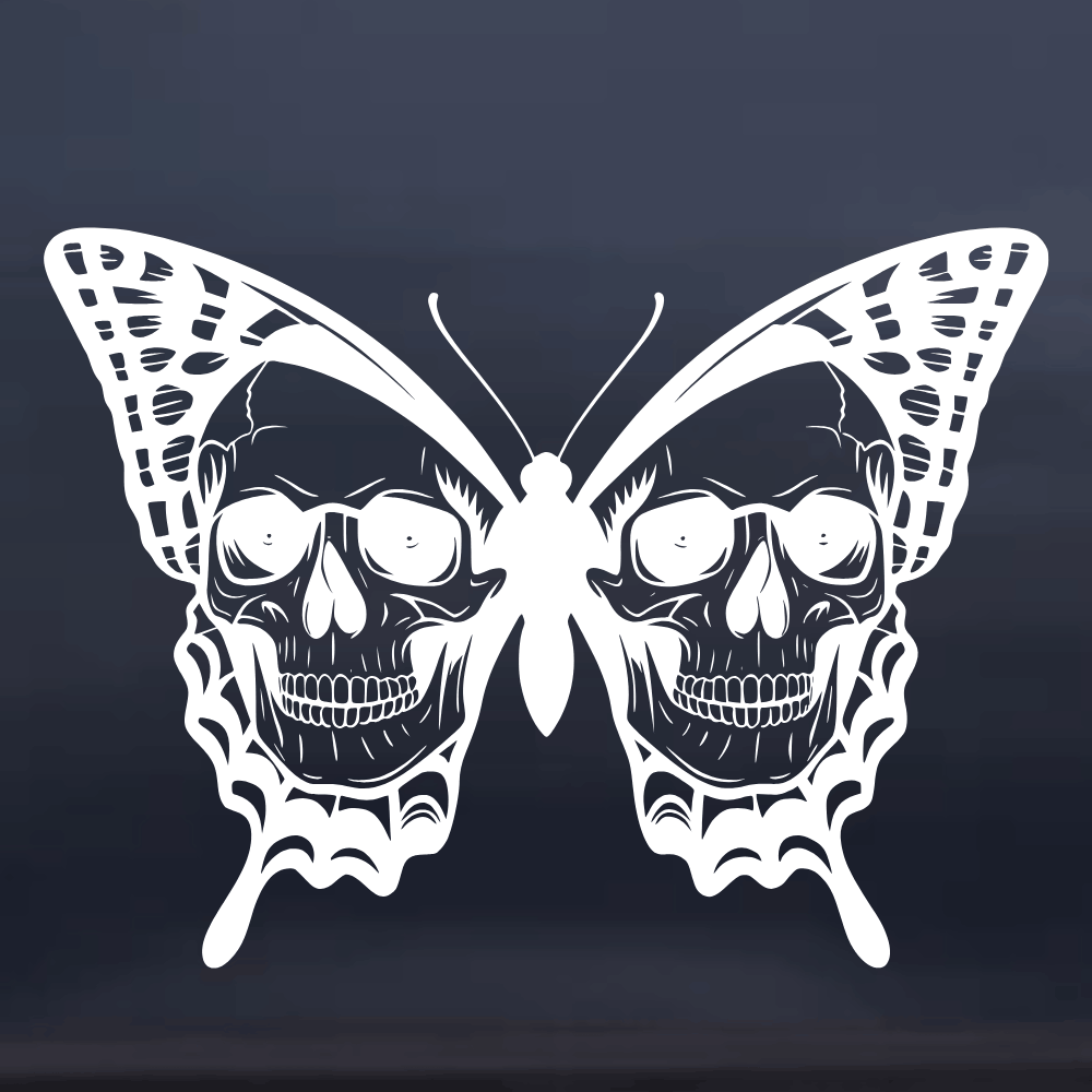 Double Skull Butterfly Vinyl Decal