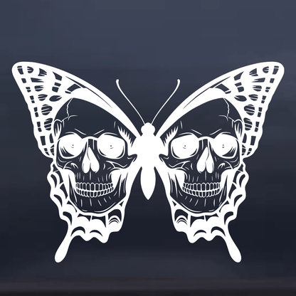 Double Skull Butterfly Vinyl Decal