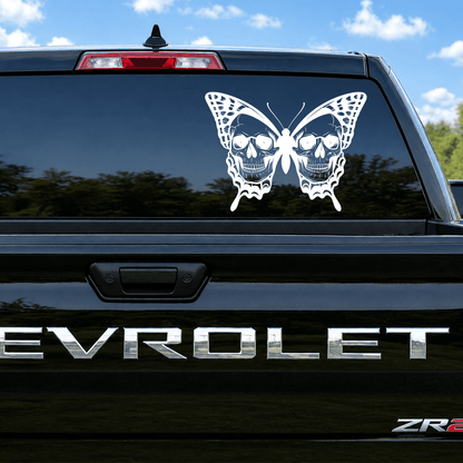 Double Skull Butterfly Car Decal
