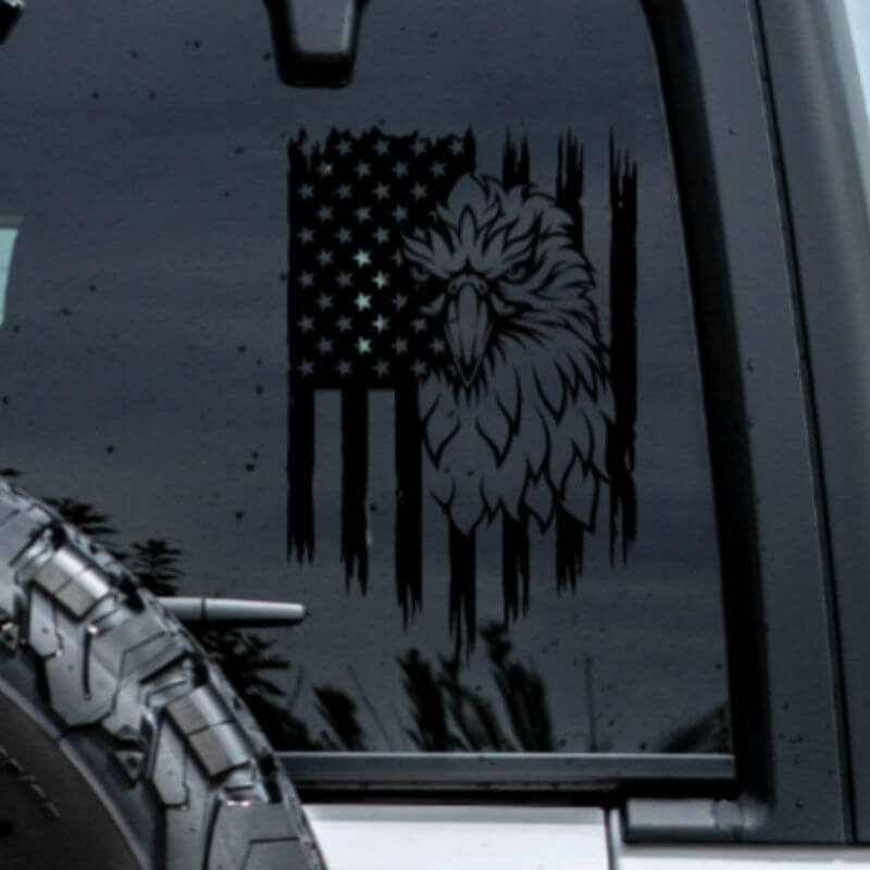 Eagle American Flag Car Decal - Window Decal