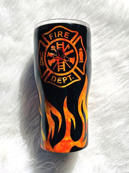 Firefighter Flame Tumbler | Personalized Tumblers Vinyl Chaos Design Co.
