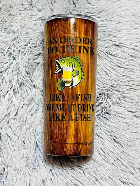 Fishing and Drinking Tin Sign