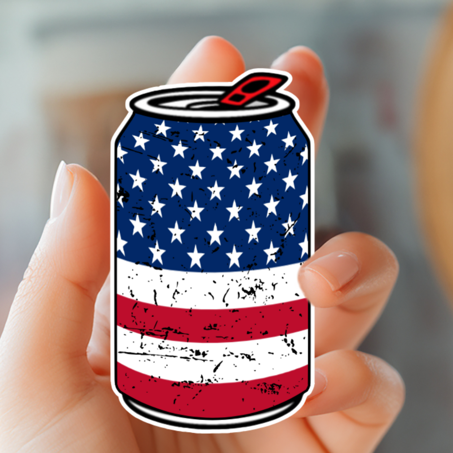 American Flag Can Sticker - Hard Hat Stickers