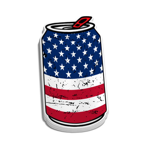 American Flag Can Sticker - Hard Hat Stickers