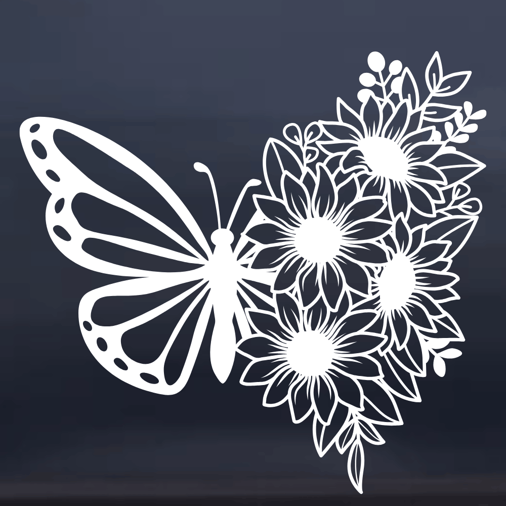 Floral Butterfly Vinyl Decal