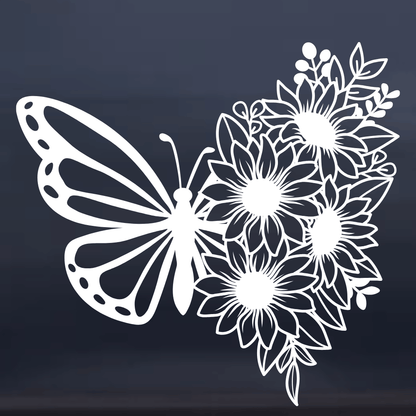 Floral Butterfly Vinyl Decal