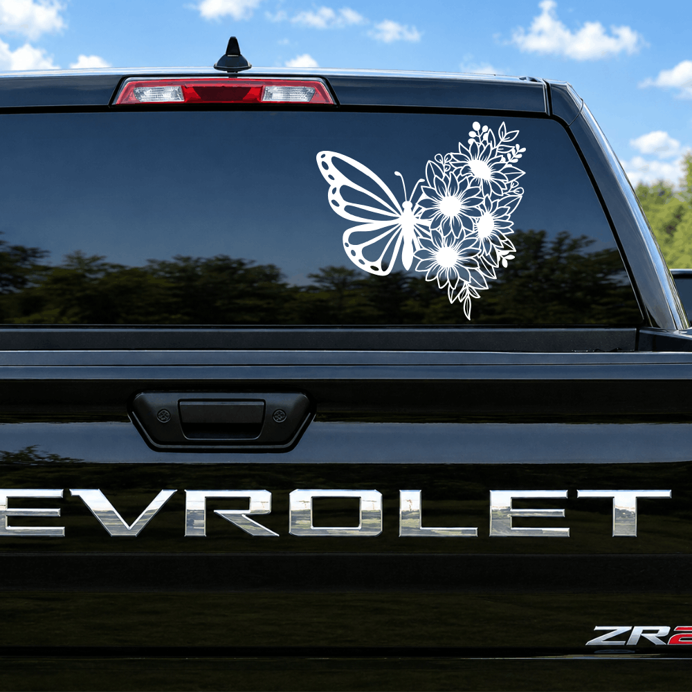 Floral Butterfly Car Decal