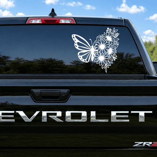 Floral Butterfly Car Decal
