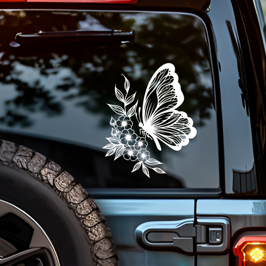 Floral Butterfly Car Decal