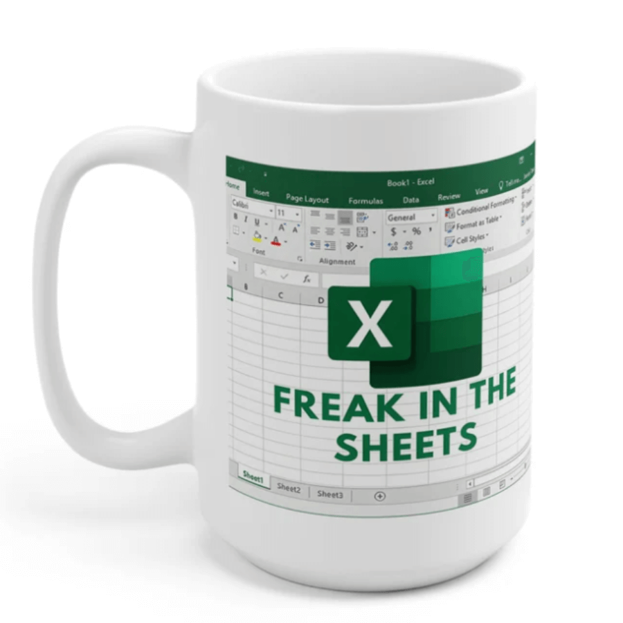 Freak In The Sheets Excel Coffee Mug | Custom Mugs Vinyl Chaos Design Co.