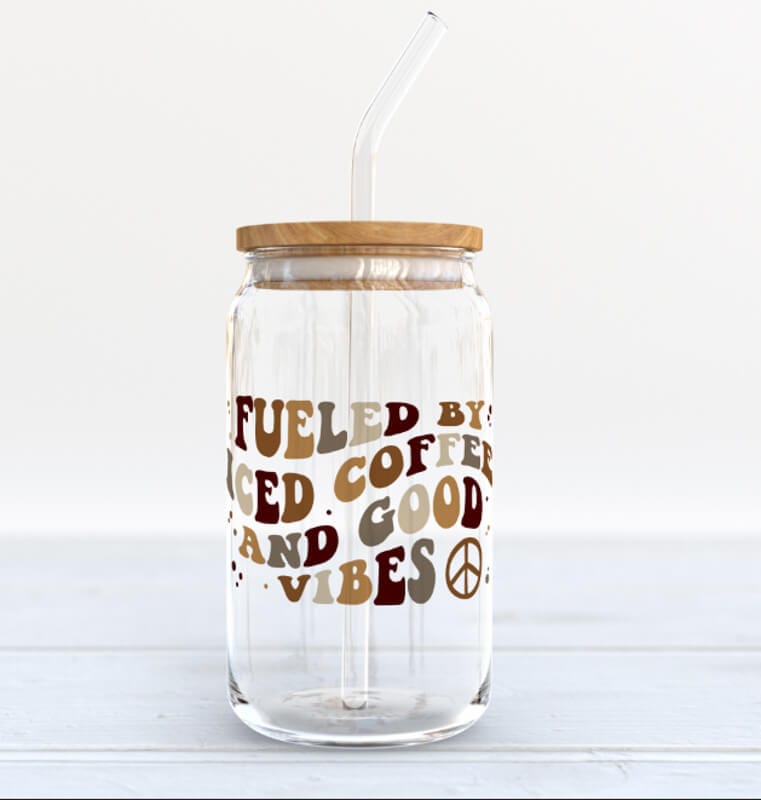 Fueled By Iced Coffee And Good Vibes Iced Coffee Glass Vinyl Chaos Design Co.