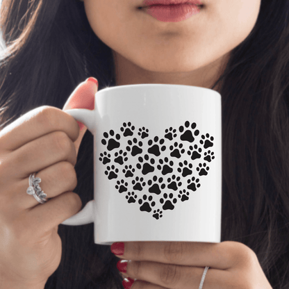 Heart Paw Print Coffee Mug | Custom Mugs Vinyl Chaos Design Co.
