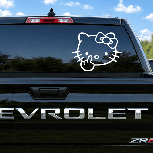 Hello Kitty Middle Finger Decal