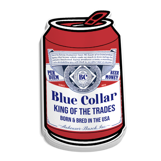 Blue Collar King of Trades Can Sticker - Hard Hat Stickers