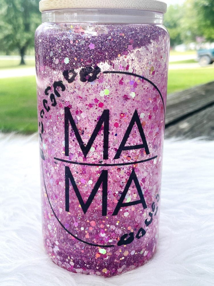 Leopard Mama Snow Globe Tumbler | Iced Coffee Glass Vinyl Chaos Design Co.