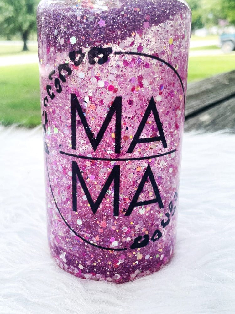 Leopard Mama Snow Globe Tumbler | Iced Coffee Glass Vinyl Chaos Design Co.