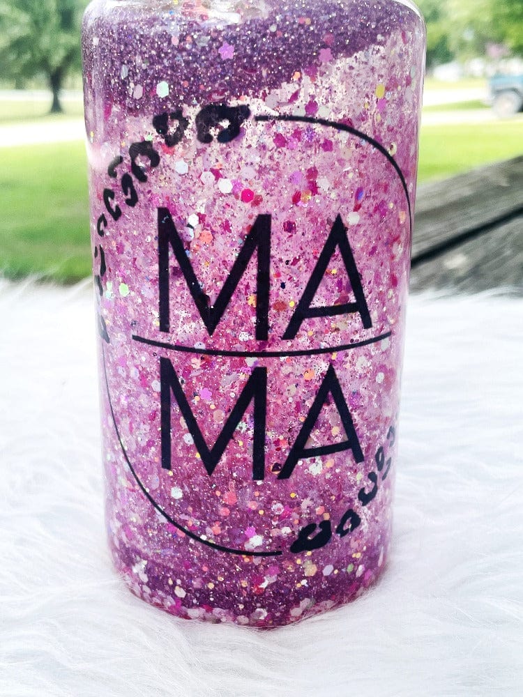 Mama Leopard Glass Tumbler, Frosted Clear, or Iridescent Available