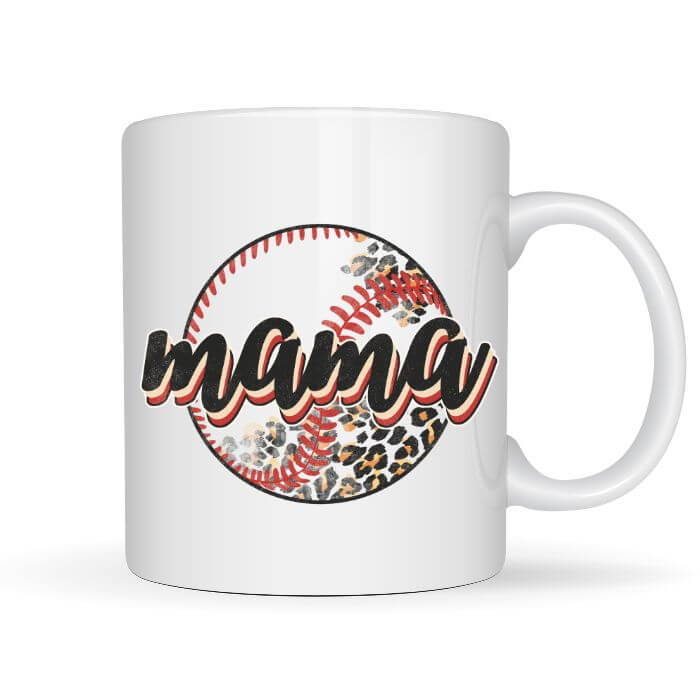 Leopard Print Baseball Mama Coffee Mug | Custom Mugs Vinyl Chaos Design Co.