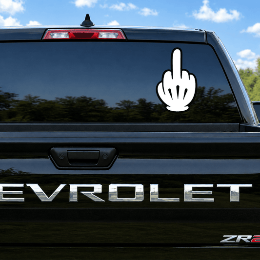 Middle Finger Cartoon Glove Car Decal
