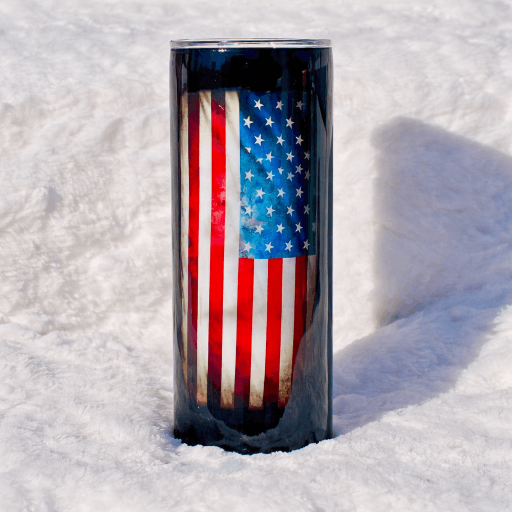 Tumbler with American flag design 