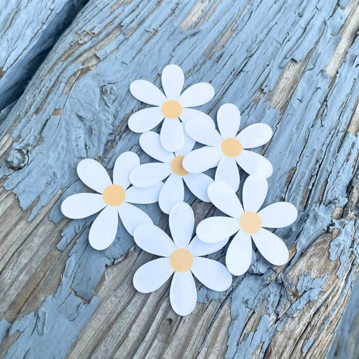 White Daisy Flower Stickers - Flower Sticker Pack 6 PC